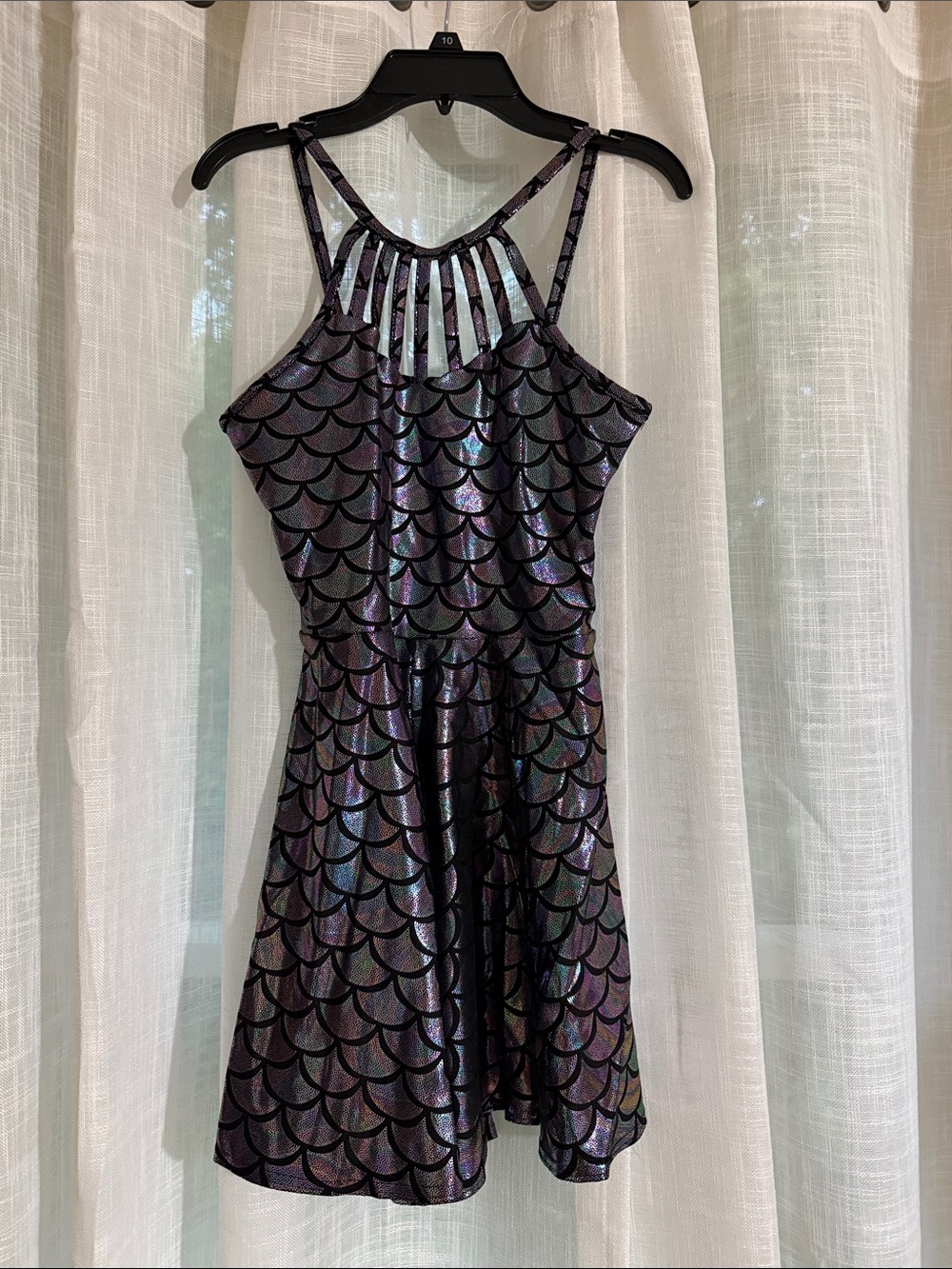 Blackmilk Iridescent Black Mermaid-Scale Strappy Romper